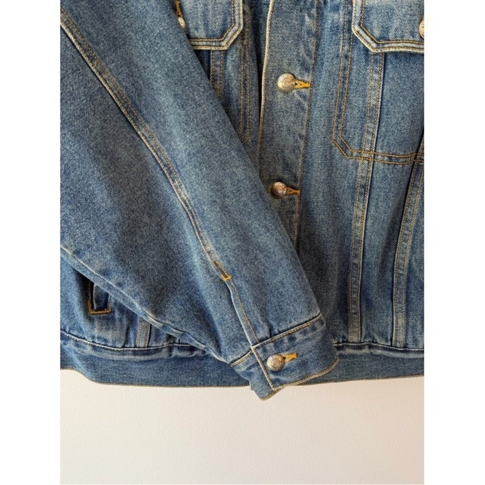 Vtg Woolrich Blanket Lined Denim Jacket Southwestern Barn Chore Aztec Trucker‎ M - Picture 7 of 10